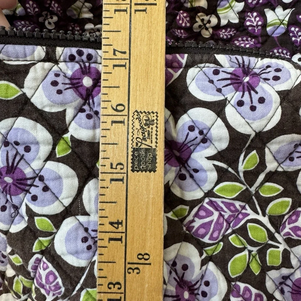 VERA BRADLEY Plum Petals XLQuilted Floral Zip Tote Bag Purple/Brown/Green